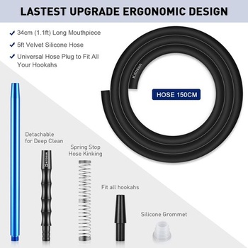 Kitosun D-Hose Hadica a náustok na shisha - Prémiové príslušenstvo pre shisha 34 cm dlhý