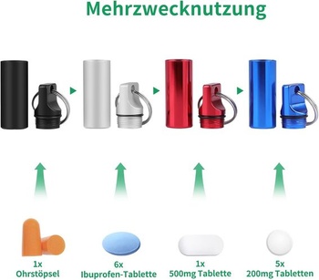 Kľúčenka Opret krabička na prášky, vodotesná kovová krabička na prášky, malá na cesty, mini