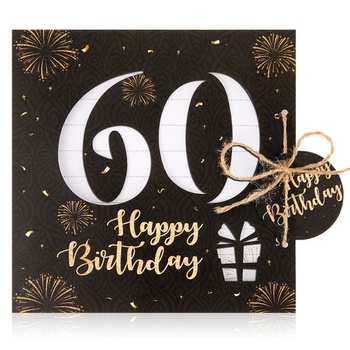 Přání k 60. narozeninám Tenare Vtipné peněžní dárky na narozeninovou oslavu Elegantní blahopřání s