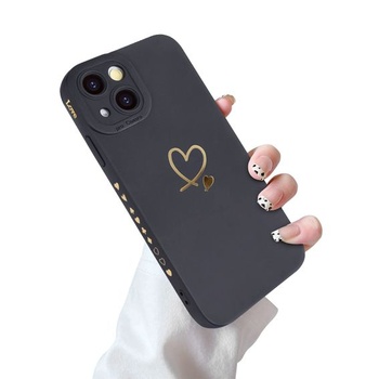 Puzdro Newseego kompatibilné s iPhone 13, dizajn so vzorom Fashion Gold Love-Heart, mäkký tekutý
