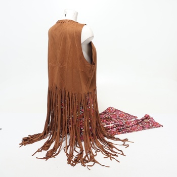 Hippie kostým dámska súprava so strapcami vesta bez rukávov 70. roky dámske nohavice a hippie oblečenie