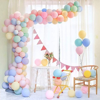 FRETOD Pastelové párty balónky, 100ks Macaron Pastelové latexové balónky s 15m balonovým řetízkem,