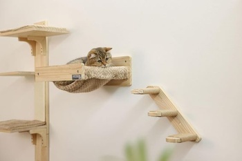 Dřevěný žebřík pro kočky EYENIMAL, délka 38 cm, s jutou