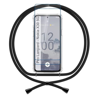Pouzdro ANFAIRLACE Lanyard kompatibilní s Nokia X30 5G, průhledné pouzdro z tvrzeného skla TPU čiré