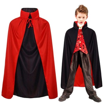 Winwild Vampire Cape s límečkem - Černá Červená Oboustranný Halloween Cape Kostým Upír Děti na