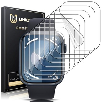 UniqueMe Pack 8 ochranných fólií pro Apple Watch Series 9/8/7 41mm fólie, [Flexibilní TPU] Soft HD