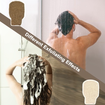 Peelingové rukavice, balenie 4 ks, telové exfoliačné rukavice, umývateľné sprchové rukavice, plátené