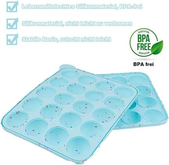 Silikonová forma Puedno Cake Pop, forma na lízátka se 100 tyčinkami, 20 kulatých silikonových forem