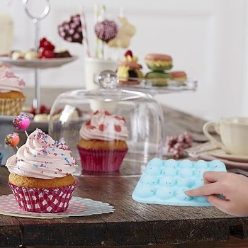 Silikonová forma Puedno Cake Pop, forma na lízátka se 100 tyčinkami, 20 kulatých silikonových forem