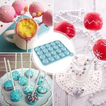 Silikonová forma Puedno Cake Pop, forma na lízátka se 100 tyčinkami, 20 kulatých silikonových forem