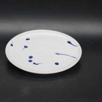 Keramický talíř s modrými skvrnami 21 cm