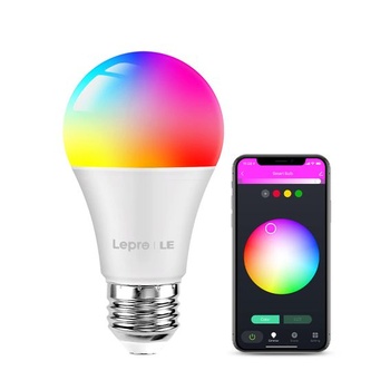 Chytré žárovky LE E27, 9W WiFi Lamp Chytré domácí žárovky, 806lm WiFi žárovka, vícebarevná