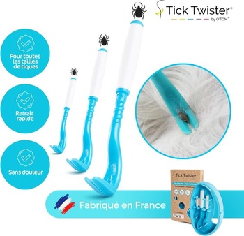 Háčiky na kliešte Tick Twister 3 pre psov, mačky a ľudí – sada 3 pinziet na kliešte s úložným boxom,