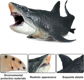 SIENON Veľká hračka so žralokom Megalodon 27 cm Realistická figúrka Hlbinné stvorenie Plastová