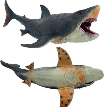SIENON Veľká hračka so žralokom Megalodon 27 cm Realistická figúrka Hlbinné stvorenie Plastová