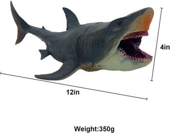 SIENON Veľká hračka so žralokom Megalodon 27 cm Realistická figúrka Hlbinné stvorenie Plastová