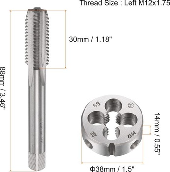 sourcing máp Sada závitníkov a matríc, M12 x 1,75 metrický metrický ľavý závit frézovanie závitu s