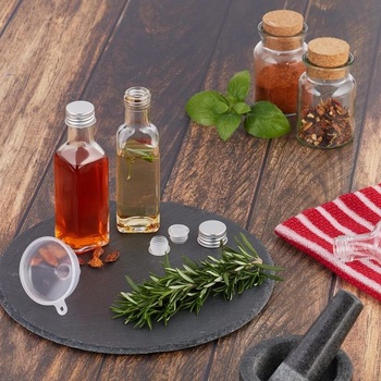 Relaxdays malé lahvičky, sada 16, 100 ml, skleněné lahvičky na plnění, šroubovací uzávěr a korek,