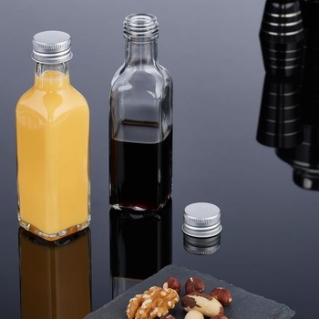 Relaxdays malé lahvičky, sada 16, 100 ml, skleněné lahvičky na plnění, šroubovací uzávěr a korek,