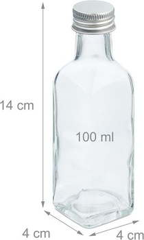 Relaxdays malé lahvičky, sada 16, 100 ml, skleněné lahvičky na plnění, šroubovací uzávěr a korek,