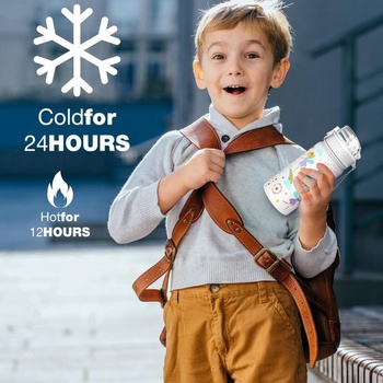 Detská izolovaná fľaša na vodu Goppus 420 ml/14 oz so slamou Dvojstenná nerezová oceľ Malá vákuovo