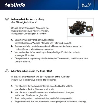 olejový filtr febi bilstein 22544 s těsnícími kroužky, 1 kus