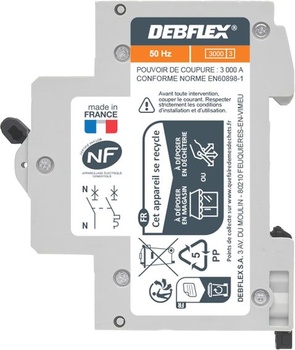 DEBFLEX - 20A fáza + nulový vodič 3KA Istič - Skratový modul - Certifikát NF - Inštalácia do