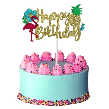 Memeyou Flamingo Happy Birthday Cake Topper Třpytivé ozdoby…