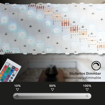 BRILONER - 5m RGB LED pásek, LED světelný pásek, změna barvy, světelný řetěz, dálkové ovládání, LED