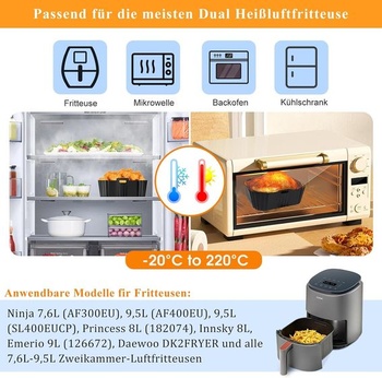 Silikónová teplovzdušná fritéza pre Ninja Foodi Dual Zone SL400EUCP AF400EU AF300EU, Airfryer
