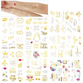 HOWAF 134 dielna sada tetovanie na rozlúčku so slobodou, zlatá JGA tetovanie nevesta tím nevesta