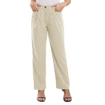 ANGGREK manšestrové kalhoty dámské vysoký pas knoflíková léga na zip manšestrové elegantní kalhoty