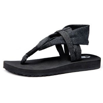 Josaywin dámské jógové sandály ploché žabky, měkké a pohodlné letní protiskluzové sandály tmavě