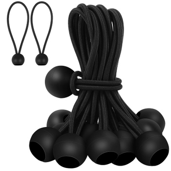 SEPGLITTER Balenie 30 10 cm bungee šnúr s guličkovými napínačmi plachiet, čierne robustné gumové