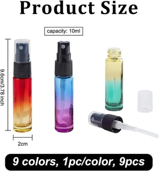 BENECREAT 9PCS 10ml prázdný barevný atomizér Mini lahvičky se sprejem na parfémy Jemná mlha