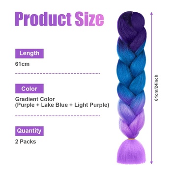Aomig Braids Extensions, 2PC Ombre syntetické vlasy na zapletanie vrkočov, 24