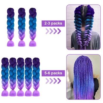 Aomig Braids Extensions, 2PC Ombre syntetické vlasy na zapletanie vrkočov, 24