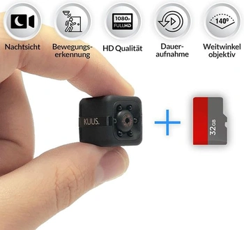 Vnútorná bezpečnostná kamera KUUS.® C1 Mini 2,3 cm | Vnútorný kamerový dohľad s nočným videním a