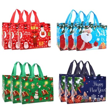 HBell 12ks vánoční dárkové tašky, opakovaně použitelné vánoční tašky, nákupní tašky, balicí tašky,