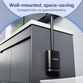 ASOBEAGE WC kartáč s držákem, silikonový WC kartáč, efektivní čištění, montáž na stěnu a stojací WC