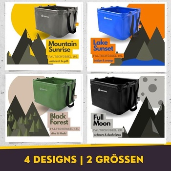 BERGTIGER® 500D Plachta, skladacia kempingová misa 18L / 21L s EXTRA DRŽADLOM I Skladacie vonkajšie