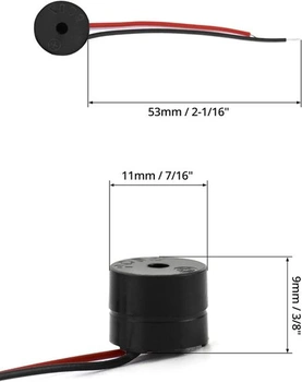 QWORK 20 kusů elektronický bzučák, 3-12 V aktivní bzučák 85 dB, bzučák alarm piezo, délka kabelu 50