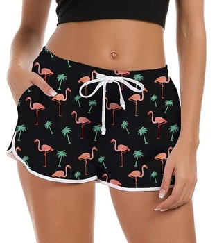 Dámské plážové šortky Fanient Ležérní Tropický vzor Flamingo Outdoor Vodotěsné plavecké šortky