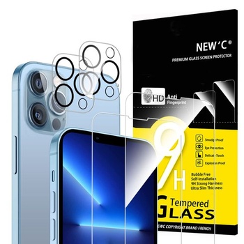 NEW'C sada 4, 2 x tvrzeného skla pro iPhone 13 Pro Max a 2 x ochrana zadního fotoaparátu - proti