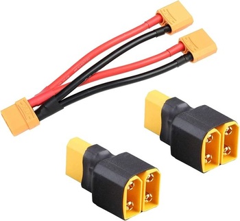 Boladge 2 kusy XT90 paralelný konektorový adaptérový rozbočovač a 1 kus XT90 paralelný kábel RC
