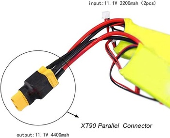 Boladge 2 kusy XT90 paralelný konektorový adaptérový rozbočovač a 1 kus XT90 paralelný kábel RC
