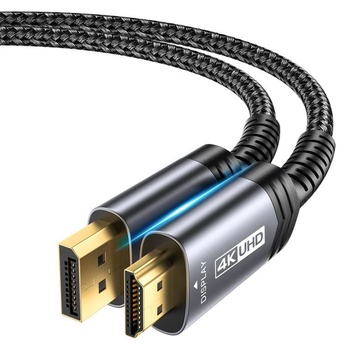 Kabel JSAUX DisplayPort na HDMI 4K 2M, 2K @120Hz, 4K @30Hz Jednosměrný [pozlacený, opletený,