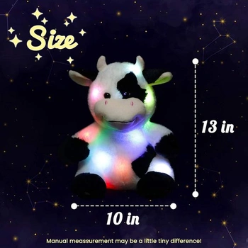 Plyšová hračka Hopearl LED Light Up Cow, svietiaca, nastaviteľná hlasitosť, uspávanka, animovaný,