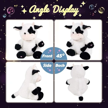 Plyšová hračka Hopearl LED Light Up Cow, svietiaca, nastaviteľná hlasitosť, uspávanka, animovaný,