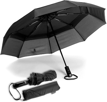 Skládací černý deštník Ergonauts